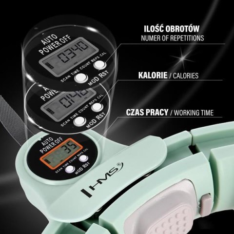 HHM13 HULA HOP GREEN Z MAGNESAMI I OBCIĄŻNIKIEM + LICZNIK HMS HHM13 HULA HOP GREEN Z MAGNESAMI I OBCIĄŻNIKIEM + LICZNIK HMS