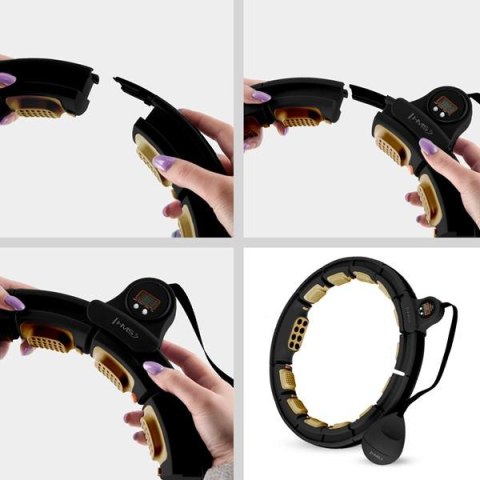 HHM13 NEW HULA HOP BLACK/GOLD Z MAGNESAMI I OBCIĄŻNIKIEM + LICZNIK HMS HHM13 NEW HULA HOP BLACK/GOLD Z MAGNESAMI I OBCIĄŻNIKIEM + LICZNIK HMS