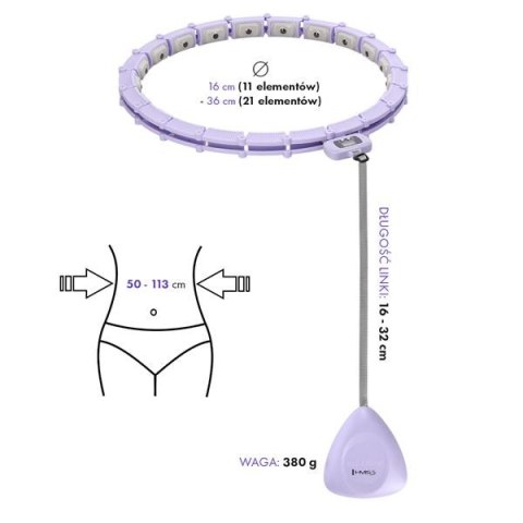 HHM14 HULA HOP VIOLET Z MAGNESAMI I OBCIĄŻNIKIEM + LICZNIK HMS HHM14 HULA HOP VIOLET Z MAGNESAMI I OBCIĄŻNIKIEM + LICZNIK HMS