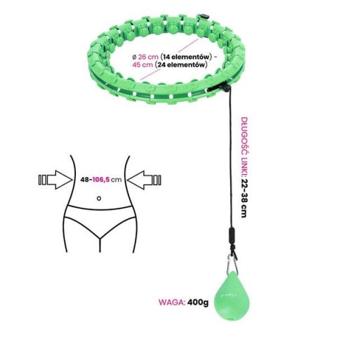 HHW01 GREEN – Hula Hop z Wypustkami i Obciążnikiem HMS HHW01 GREEN – Hula Hop z Wypustkami i Obciążnikiem HMS