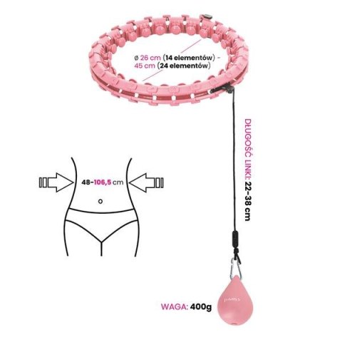 HHW01 PINK – Hula Hop z Wypustkami i Obciążnikiem HMS HHW01 PINK – Hula Hop z Wypustkami i Obciążnikiem HMS