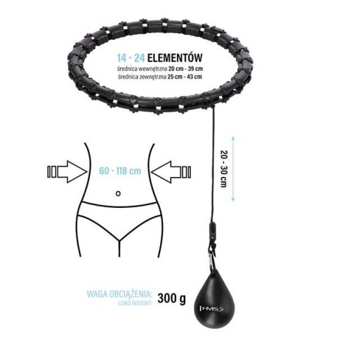 HHW02 BLACK – Hula Hop z Wypustkami i Obciążnikiem HMS HHW02 BLACK – Hula Hop z Wypustkami i Obciążnikiem HMS