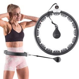 HHW06 HULA HOP BLACK z Wypustkami i Obciążnikiem + Licznik HMS -Odchudzanie