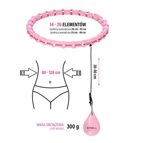 HHW11 PLUS SIZE HULA HOP LIGHT PINK Z WYPUSTKAMI I OBCIĄŻNIKIEM HMS HHW11 PLUS SIZE HULA HOP LIGHT PINK Z WYPUSTKAMI I OBCIĄŻNIKIEM HMS