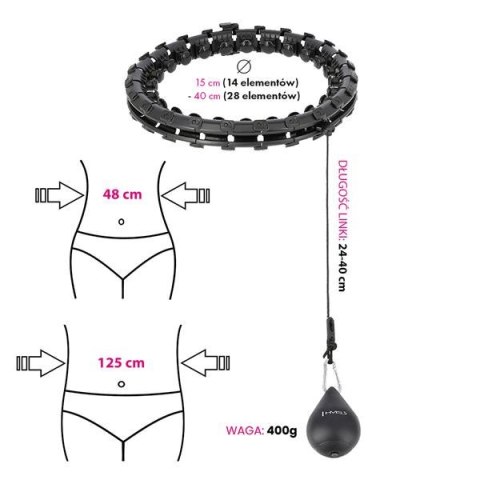HHW12 PLUS SIZE BLACK – Hula Hop z Wypustkami i Obciążnikiem HMS HHW12 PLUS SIZE BLACK – Hula Hop z Wypustkami i Obciążnikiem HMS