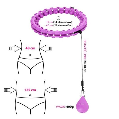 HHW12 PLUS SIZE HULA HOP VIOLET Z WYPUSTKAMI I OBCIĄŻNIKIEM HMS HHW12 PLUS SIZE HULA HOP VIOLET Z WYPUSTKAMI I OBCIĄŻNIKIEM HMS