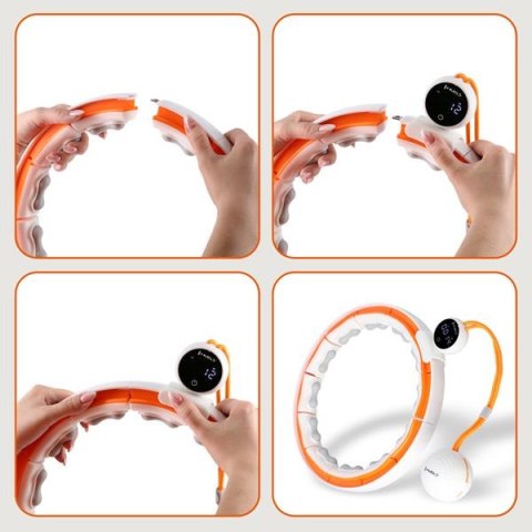 HHM21 HULA HOP WHITE/ORANGE Z MAGNESAMI, WYPUSTKAMI TPE I OBCIĄŻNIKIEM + LICZNIK HMS HHM21 HULA HOP WHITE/ORANGE Z MAGNESAMI, WYPUSTKAMI TPE I OBCIĄŻNIKIEM + LICZNIK HMS