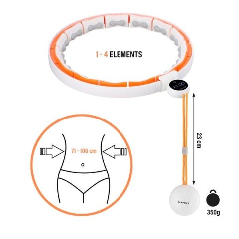 HHM21 HULA HOP WHITE/ORANGE Z MAGNESAMI, WYPUSTKAMI TPE I OBCIĄŻNIKIEM + LICZNIK HMS HHM21 HULA HOP WHITE/ORANGE Z MAGNESAMI, WYPUSTKAMI TPE I OBCIĄŻNIKIEM + LICZNIK HMS