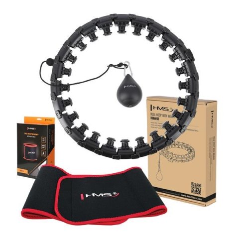 ZESTAW HULA HOP HHW01 BLACK Z WYPUSTKAMI I OBCIĄŻNIKIEM HMS + PAS BR163 RED ZESTAW HULA HOP HHW01 BLACK Z WYPUSTKAMI I OBCIĄŻNIKIEM HMS + PAS BR163 RED