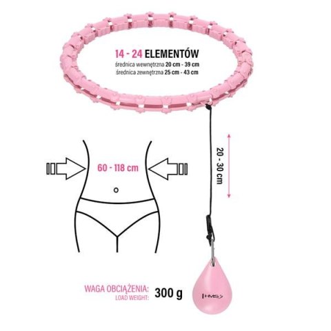 HULA HOP HHW02 LIGHT PINK + PAS WYSZCZUPLAJĄCY BR163 RED | Trening & Masaż HULA HOP HHW02 LIGHT PINK + PAS WYSZCZUPLAJĄCY BR163 RED | Trening & Masaż