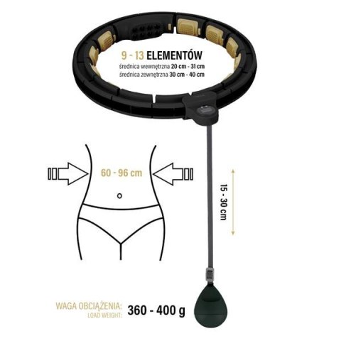 ZESTAW HULA HOP MAGNETYCZNY BLACK/GOLD HHM13 Z LICZNIKIEM HMS + PAS WYSZCZUPLAJĄCY BR163 BLACK ZESTAW HULA HOP MAGNETYCZNY BLACK/GOLD HHM13 Z LICZNIKIEM HMS + PAS WYSZCZUPLAJĄCY BR163 BLACK
