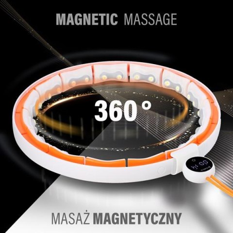 Zestaw Hula Hop Magnetyczny White/Orange Hhm21 Z Licznikiem Hms + Pas Wyszczuplający Br1313