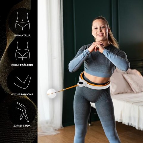 Zestaw Hula Hop Magnetyczny White/Orange Hhm21 Z Licznikiem Hms + Pas Wyszczuplający Br1313