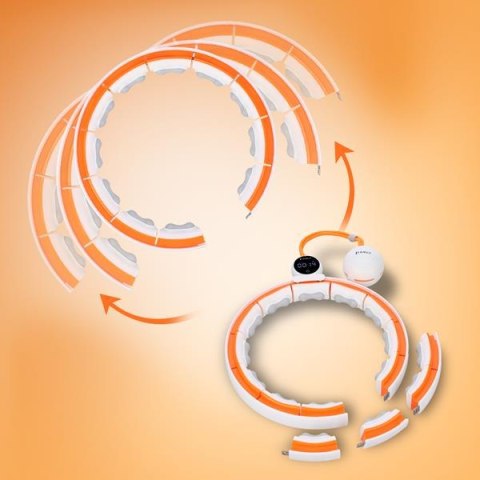 Zestaw Hula Hop Magnetyczny White/Orange Hhm21 Z Licznikiem Hms + Pas Wyszczuplający Br1313