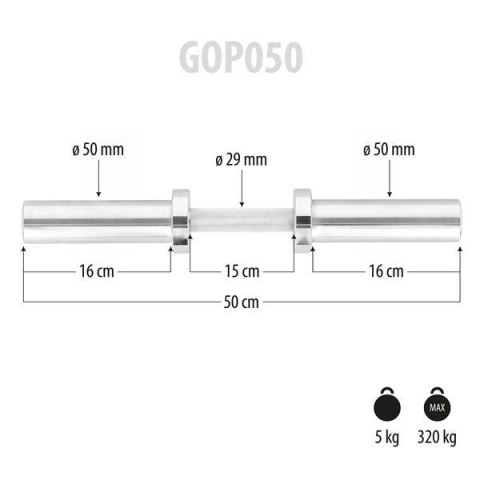 GOP050 GRYF KRÓTKI OLIMPIJSKI 5KG 50CM HMS GOP050 GRYF KRÓTKI OLIMPIJSKI 5KG 50CM HMS