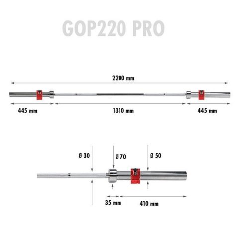 GOP220 PRO + ZG1000R ZACISKI LOCK GRYF PROSTY OLIMPIJSKI 20KG 2200MM HMS GOP220 PRO + ZG1000R ZACISKI LOCK GRYF PROSTY OLIMPIJSKI 20KG 2200MM HMS