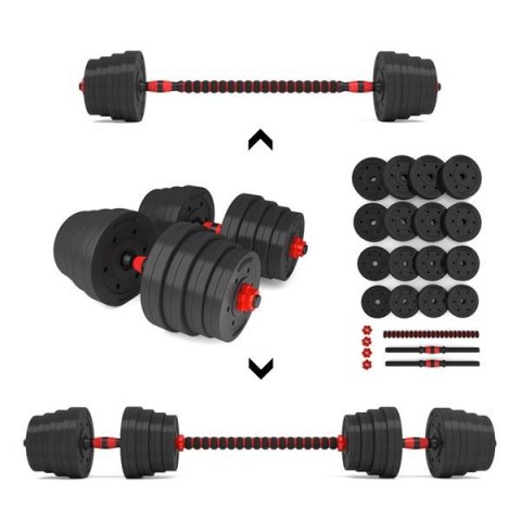 SGP30 Zestaw sztangielek 2x15kg + sztanga łączona HMS kompozyt SGP30 Zestaw sztangielek 2x15kg + sztanga łączona HMS kompozyt