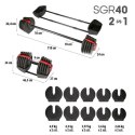 SGR40 PRO SET 2W1 - Regulowane Sztangielki Zestaw 43,5 KG HMS