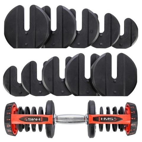 Regulowana Sztangielka SR80 HMS z 10 Talerzami, 3.9-37.4 kg - Mało miejsca Regulowana Sztangielka SR80 HMS z 10 Talerzami, 3.9-37.4 kg - Mało miejsca