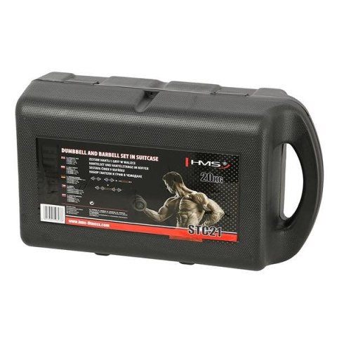 STC21 Sztanga i sztangielki w walizce 2×10 kg HMS chromowane STC21 Sztanga i sztangielki w walizce 2×10 kg HMS chromowane