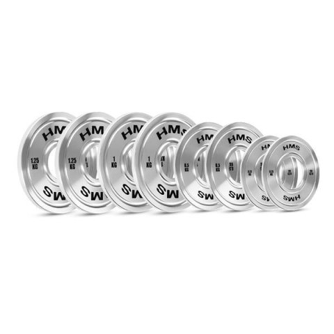 TOS ZESTAW TALERZY OLIMPIJSKICH STALOWYCH KALIBROWANYCH 2 x 0.25 - 1.25 KG (6 KG) HMS TOS ZESTAW TALERZY OLIMPIJSKICH STALOWYCH KALIBROWANYCH 2 x 0.25 - 1.25 KG (6 KG) HMS