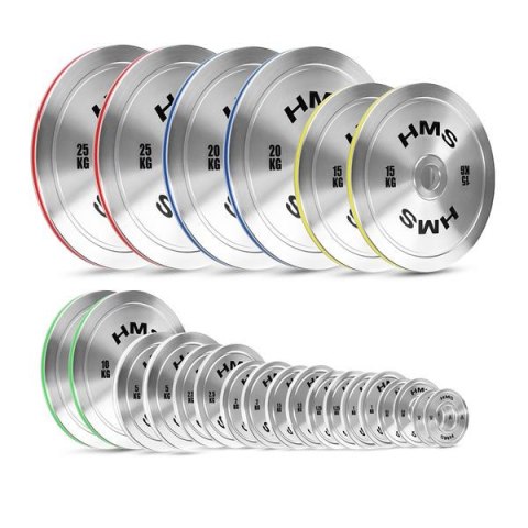 TOS ZESTAW TALERZY OLIMPIJSKICH STALOWYCH KALIBROWANYCH 2 x 0.25 - 25 KG (168 KG) HMS TOS ZESTAW TALERZY OLIMPIJSKICH STALOWYCH KALIBROWANYCH 2 x 0.25 - 25 KG (168 KG) HMS