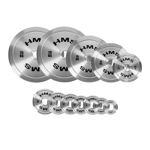 TOS ZESTAW TALERZY OLIMPIJSKICH STALOWYCH KALIBROWANYCH 2 x 0.25 - 25 KG (168 KG) HMS TOS ZESTAW TALERZY OLIMPIJSKICH STALOWYCH KALIBROWANYCH 2 x 0.25 - 25 KG (168 KG) HMS