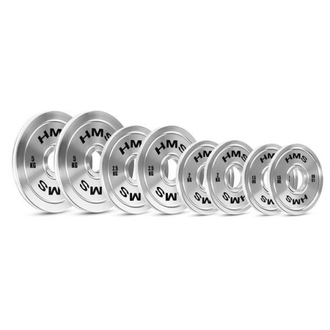 TOS ZESTAW TALERZY OLIMPIJSKICH STALOWYCH KALIBROWANYCH 2 x 1.5 - 5.0 KG (22 KG) HMS TOS ZESTAW TALERZY OLIMPIJSKICH STALOWYCH KALIBROWANYCH 2 x 1.5 - 5.0 KG (22 KG) HMS