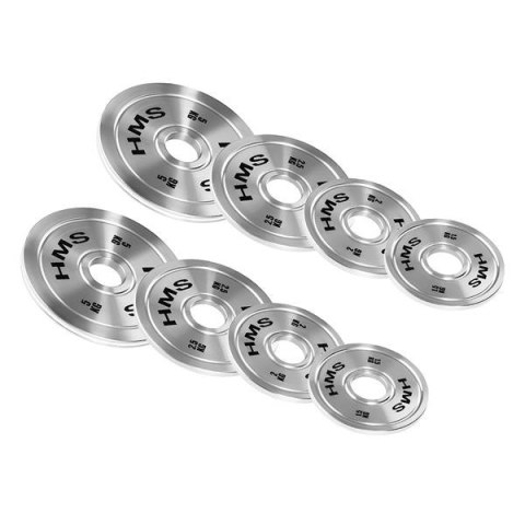TOS ZESTAW TALERZY OLIMPIJSKICH STALOWYCH KALIBROWANYCH 2 x 1.5 - 5.0 KG (22 KG) HMS TOS ZESTAW TALERZY OLIMPIJSKICH STALOWYCH KALIBROWANYCH 2 x 1.5 - 5.0 KG (22 KG) HMS