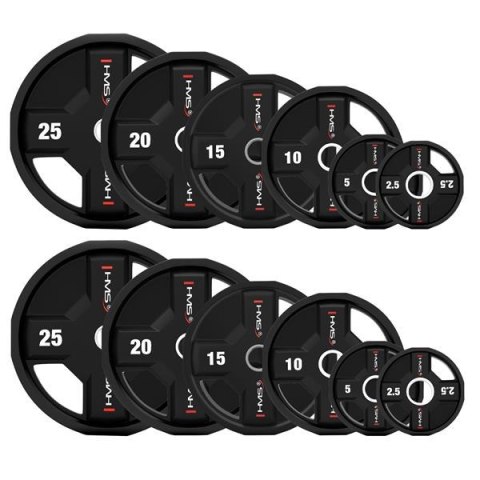 TPC SET ZESTAW TALERZY OLIMPIJSKICH POLIURETANOWYCH 2 x 2.5 - 25 KG CPU (155 KG) HMS TPC SET ZESTAW TALERZY OLIMPIJSKICH POLIURETANOWYCH 2 x 2.5 - 25 KG CPU (155 KG) HMS