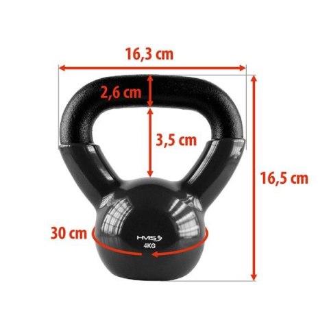 KNV04 BLACK KETTLEBELL ŻELIWNY POKRYTY WINYLEM HMS KNV04 BLACK KETTLEBELL ŻELIWNY POKRYTY WINYLEM HMS