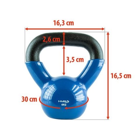KNV04 BLUE KETTLEBELL ŻELIWNY POKRYTY WINYLEM HMS KNV04 BLUE KETTLEBELL ŻELIWNY POKRYTY WINYLEM HMS