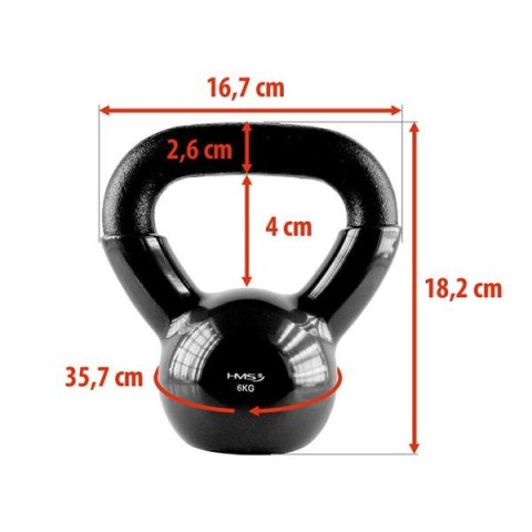KNV06 BLACK KETTLEBELL ŻELIWNY POKRYTY WINYLEM HMS KNV06 BLACK KETTLEBELL ŻELIWNY POKRYTY WINYLEM HMS