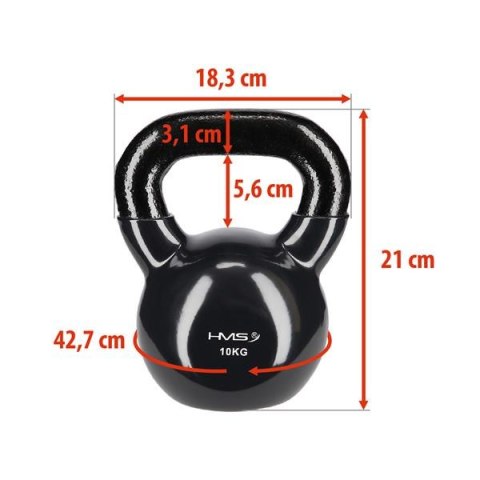 Kettlebell 10 kg Żeliwny z Winylu KNV10 BLACK HMS - Ergonomiczny Uchwyt Kettlebell 10 kg Żeliwny z Winylu KNV10 BLACK HMS - Ergonomiczny Uchwyt