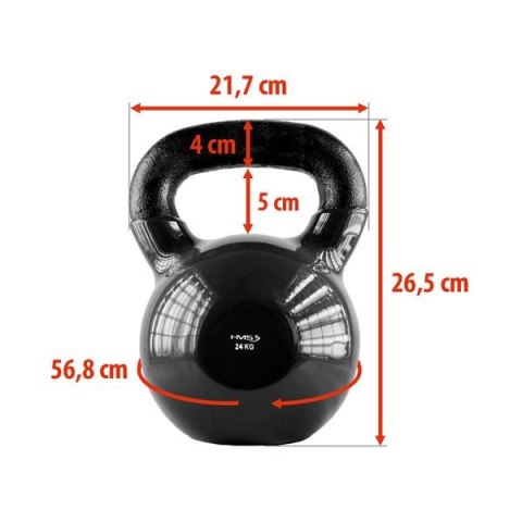 KNV24 BLACK KETTLEBELL ŻELIWNY POKRYTY WINYLEM HMS KNV24 BLACK KETTLEBELL ŻELIWNY POKRYTY WINYLEM HMS