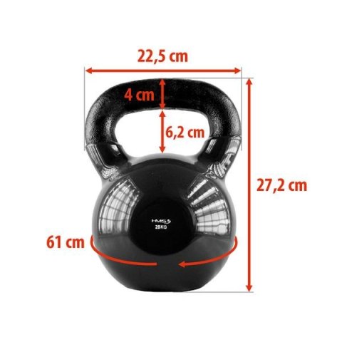 KNV28 BLACK KETTLEBELL ŻELIWNY POKRYTY WINYLEM HMS KNV28 BLACK KETTLEBELL ŻELIWNY POKRYTY WINYLEM HMS