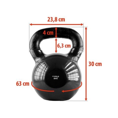 KNV32 BLACK KETTLEBELL ŻELIWNY POKRYTY WINYLEM HMS KNV32 BLACK KETTLEBELL ŻELIWNY POKRYTY WINYLEM HMS