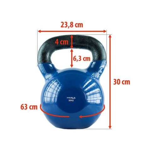 KNV32 BLUE KETTLEBELL ŻELIWNY POKRYTY WINYLEM HMS KNV32 BLUE KETTLEBELL ŻELIWNY POKRYTY WINYLEM HMS
