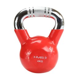 Kettlebell 10 kg KTC10 RED - Żeliwny z Chromowanym Uchwytem, Radełkowany