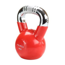 Kettlebell 10 kg KTC10 RED - Żeliwny z Chromowanym Uchwytem, Radełkowany