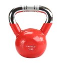 Kettlebell 10 kg KTC10 RED - Żeliwny z Chromowanym Uchwytem, Radełkowany