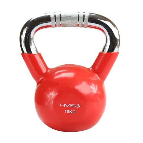 Kettlebell 10 kg KTC10 RED - Żeliwny z Chromowanym Uchwytem, Radełkowany Kettlebell 10 kg KTC10 RED - Żeliwny z Chromowanym Uchwytem, Radełkowany