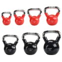 Kettlebell 10 kg KTC10 RED - Żeliwny z Chromowanym Uchwytem, Radełkowany