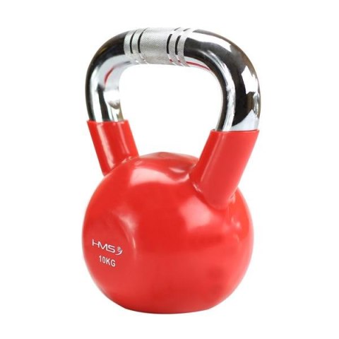 Kettlebell 10 kg KTC10 RED - Żeliwny z Chromowanym Uchwytem, Radełkowany Kettlebell 10 kg KTC10 RED - Żeliwny z Chromowanym Uchwytem, Radełkowany
