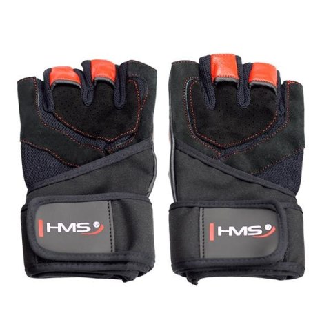 RST01 Rękawice na siłownię męskie L HMS black/red z ściągaczem RST01 Rękawice na siłownię męskie L HMS black/red z ściągaczem