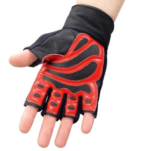 RST01 Rękawice treningowe S HMS black/red siłownia skóra ściągacz RST01 Rękawice treningowe S HMS black/red siłownia skóra ściągacz