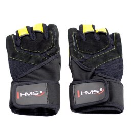 RST01 Rękawice treningowe L HMS black/yellow z ściągaczem siłownia