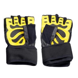 RST01 Rękawice treningowe XL HMS black/yellow z ściągaczem siłownia