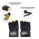 RST01 Rękawice treningowe M HMS black/yellow z ściągaczem siłownia