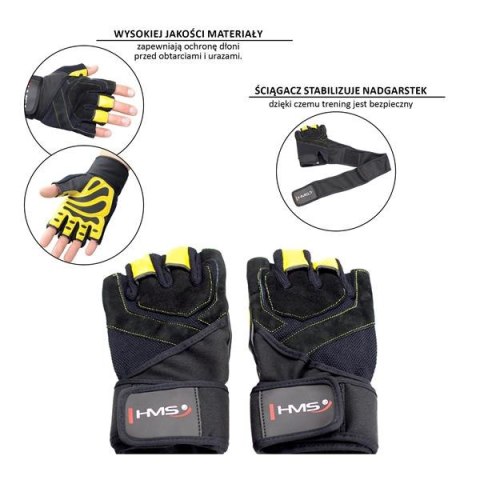 RST01 Rękawice treningowe M HMS black/yellow z ściągaczem siłownia RST01 Rękawice treningowe M HMS black/yellow z ściągaczem siłownia